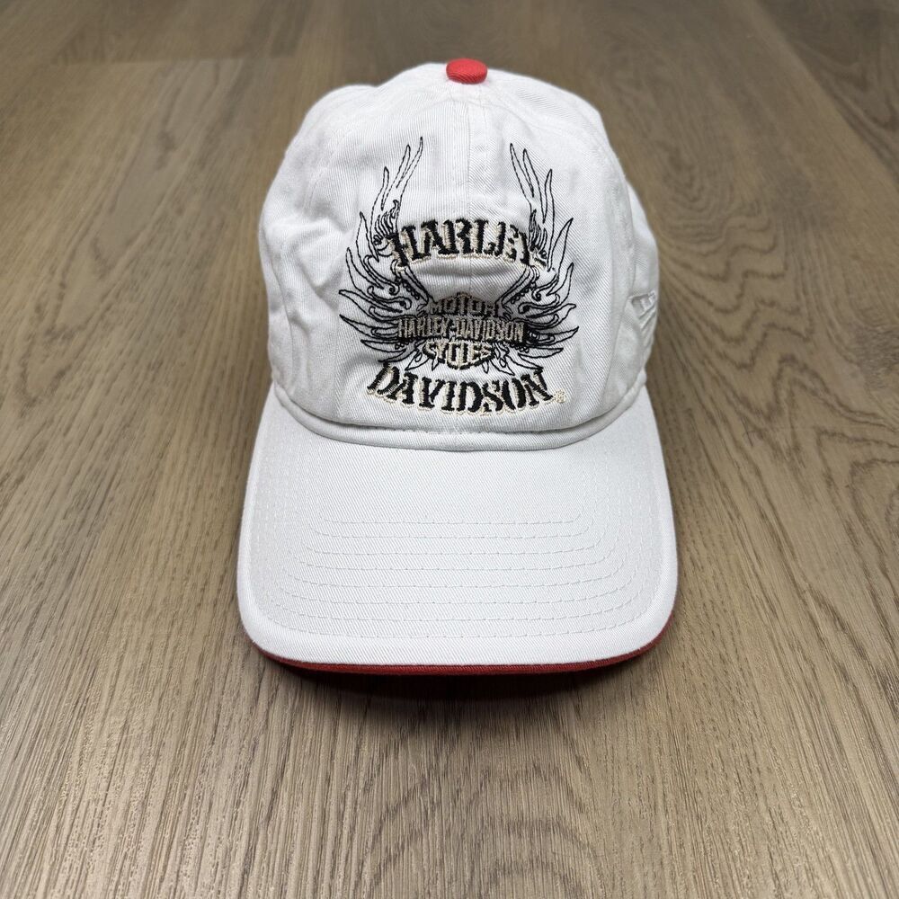 Vintage Harley Davidson Hat Cap Motorcycle New Era White One Size White Mens
